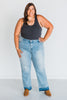Judy Blue Mid-Rise Release Hem Wide Leg Jeans