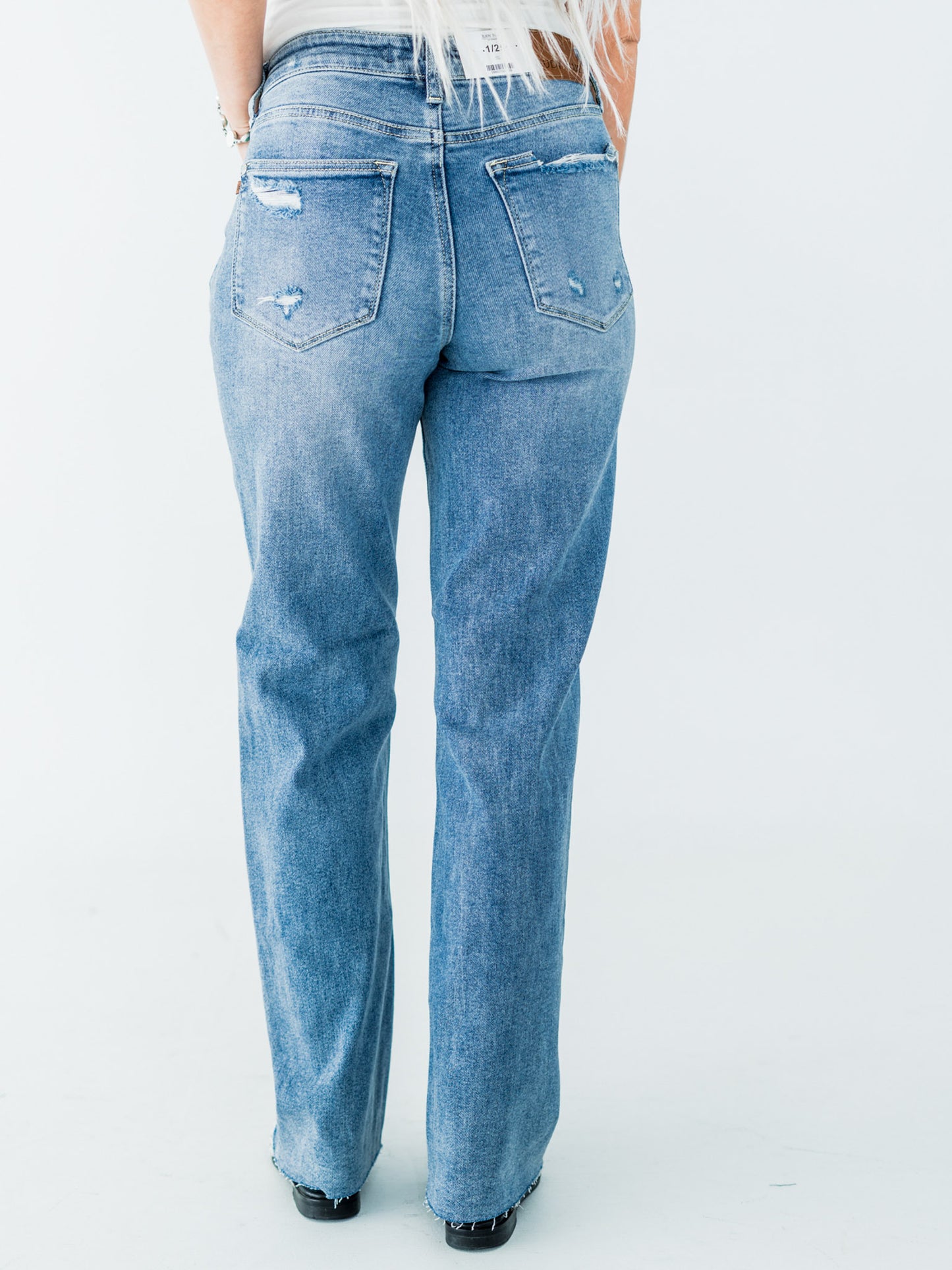Judy Blue Mid Rise Distressed 90's Straight Leg Jeans