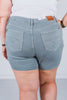 Stone Blue Garment Dyed Embroidered Pocket Judy Blue Denim Shorts