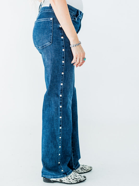 Judy Blue High-Waist Dome Studded Straight Jeans