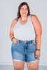 Judy Blue High-Waist Rigid Magic Distressed Cut Off Denim Shorts