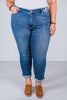 Judy Blue Mid Rise Vintage Wash Cuffed Boyfriend Jeans