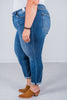 Judy Blue Mid Rise Vintage Wash Cuffed Boyfriend Jeans