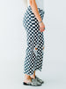 Round The Track Distressed Black & White Check Cropped Flare Jeans
