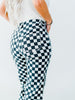 Round The Track Distressed Black & White Check Cropped Flare Jeans