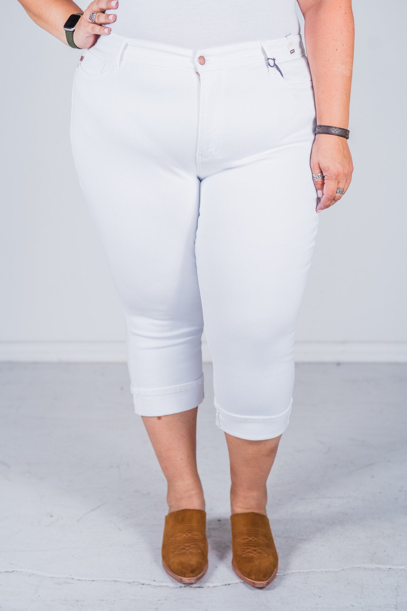 White Judy Blue Mid-Rise Capris FINAL SALE