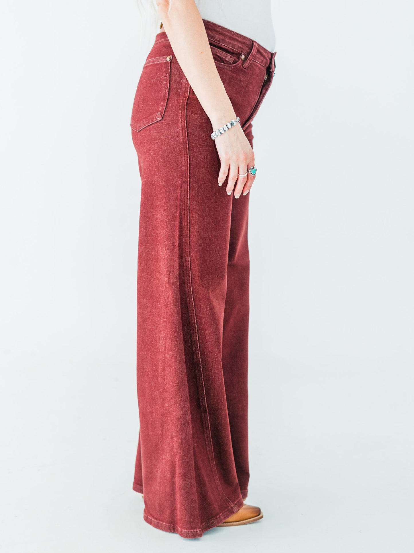 Judy Blue High-Waist Burgundy Retro Wide Jeans