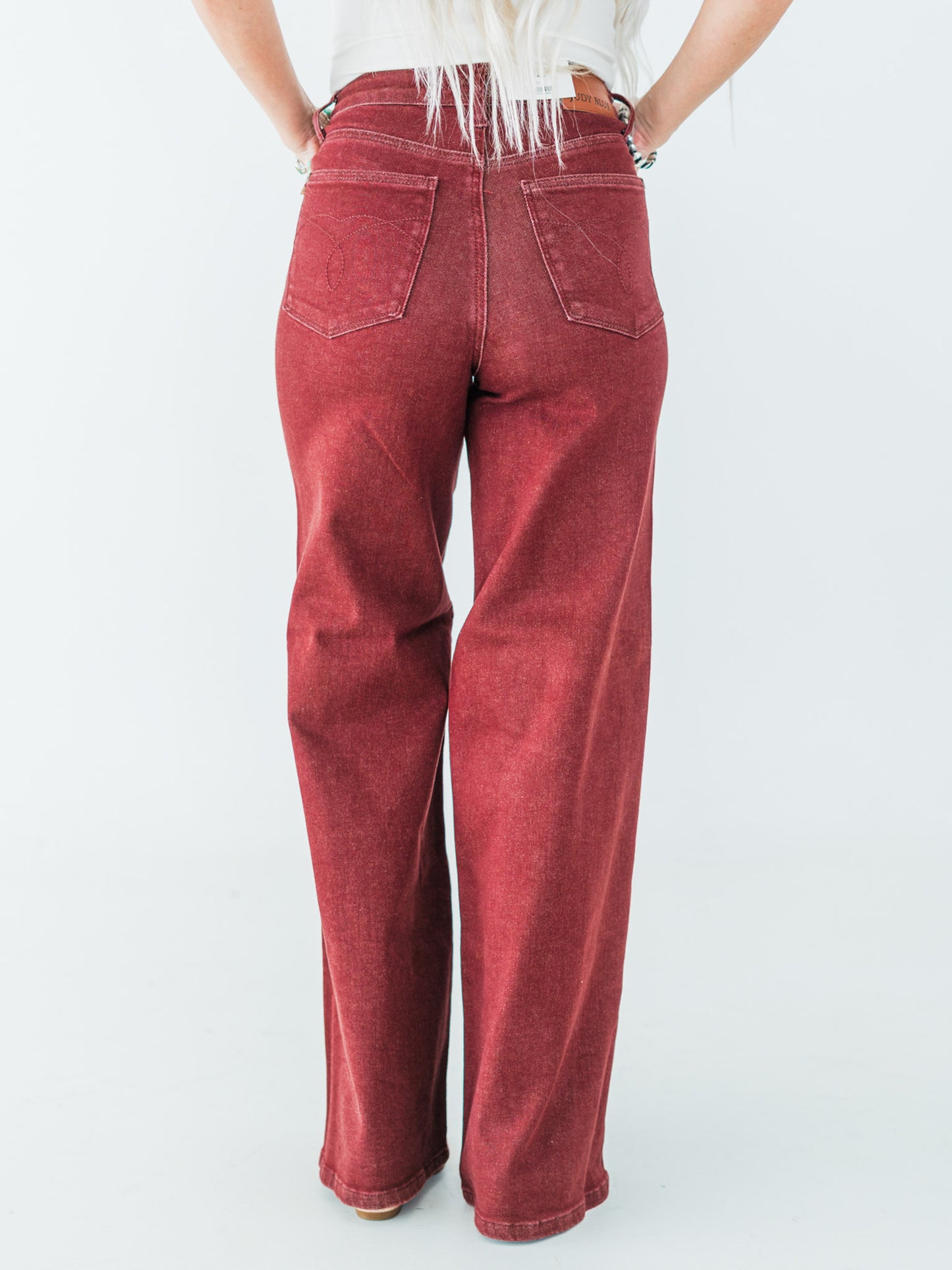 Judy Blue High-Waist Burgundy Retro Wide Jeans