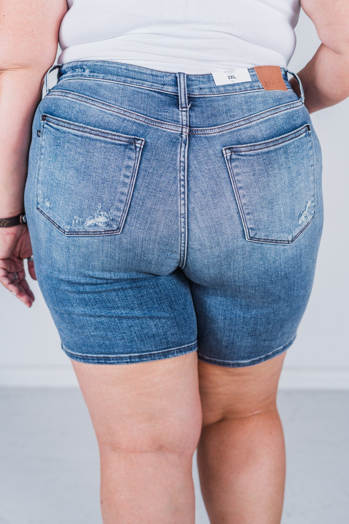Judy Blue Button Fly Destroyed Bermuda Denim Shorts