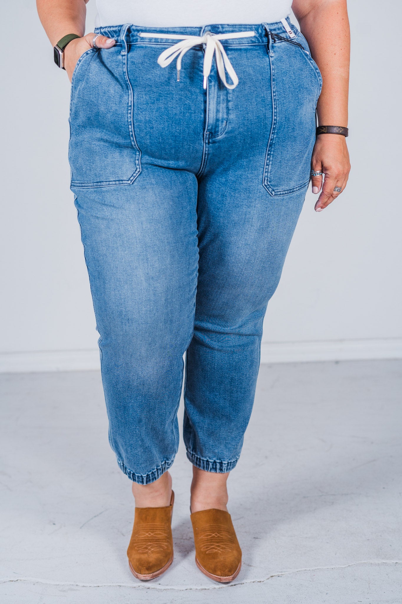 Judy Blue Mid-Rise Denim Joggers