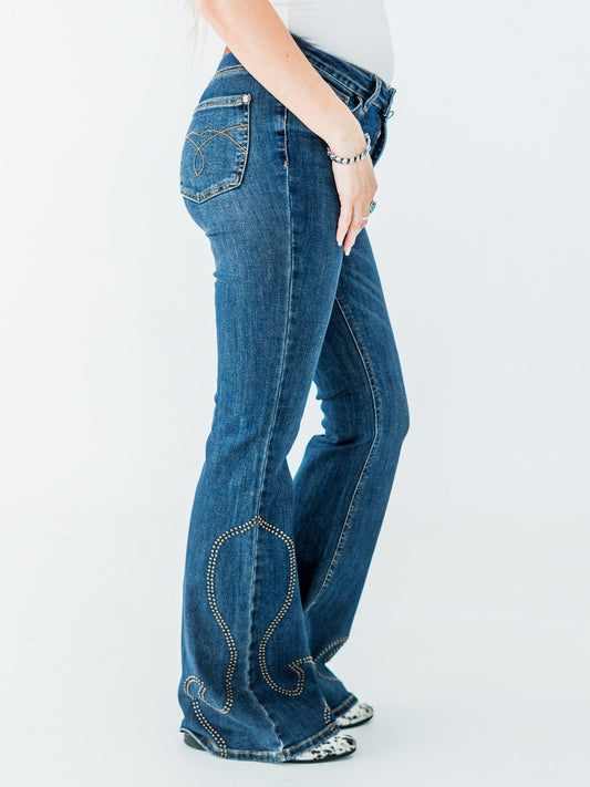 Judy Blue High Waist Flare Jeans With Western Stud Detailing