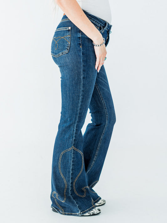 Judy Blue High Waist Flare Jeans With Western Stud Detailing