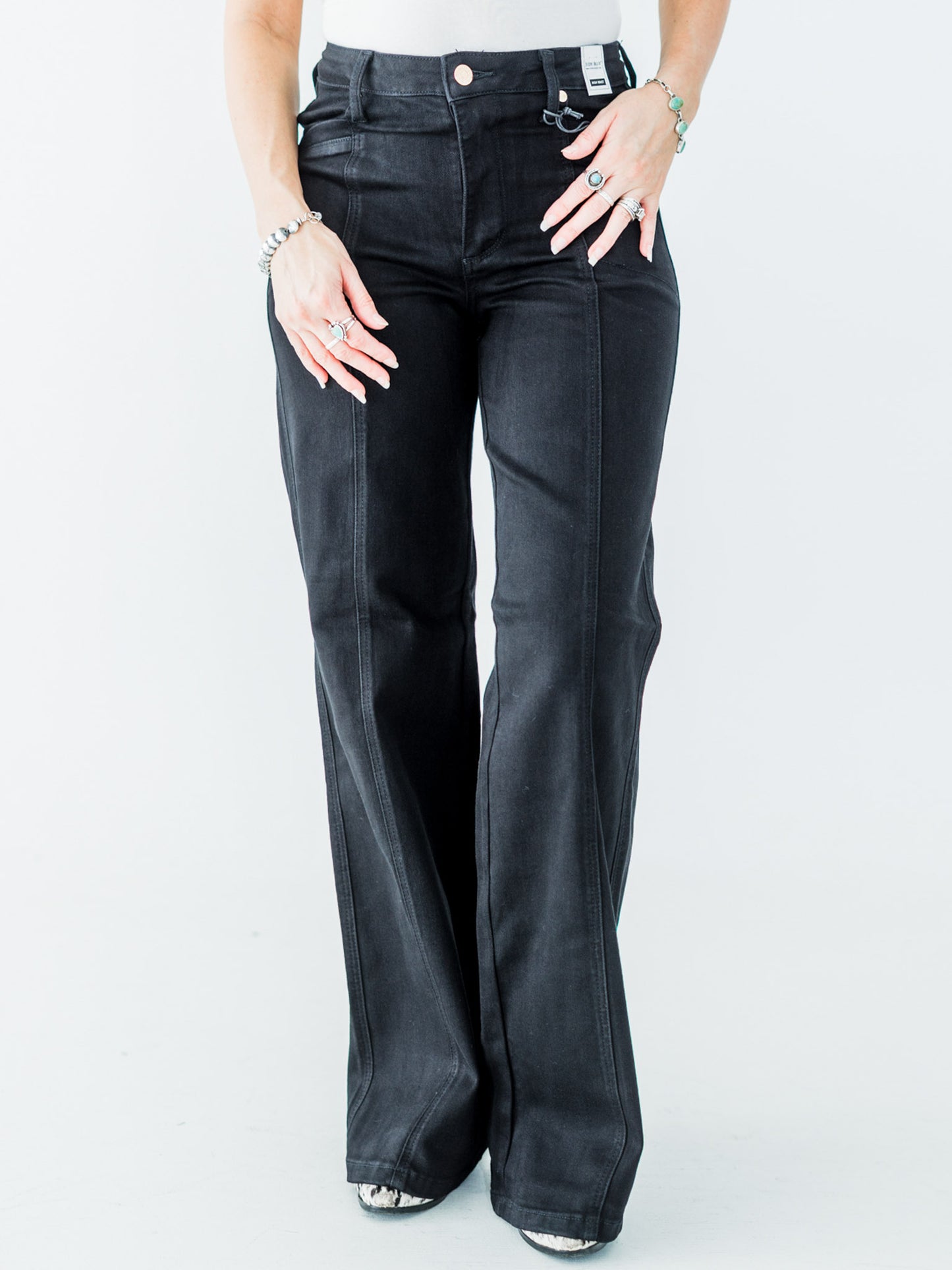 Judy Blue High Waist Retro Wide Leg Black Jeans