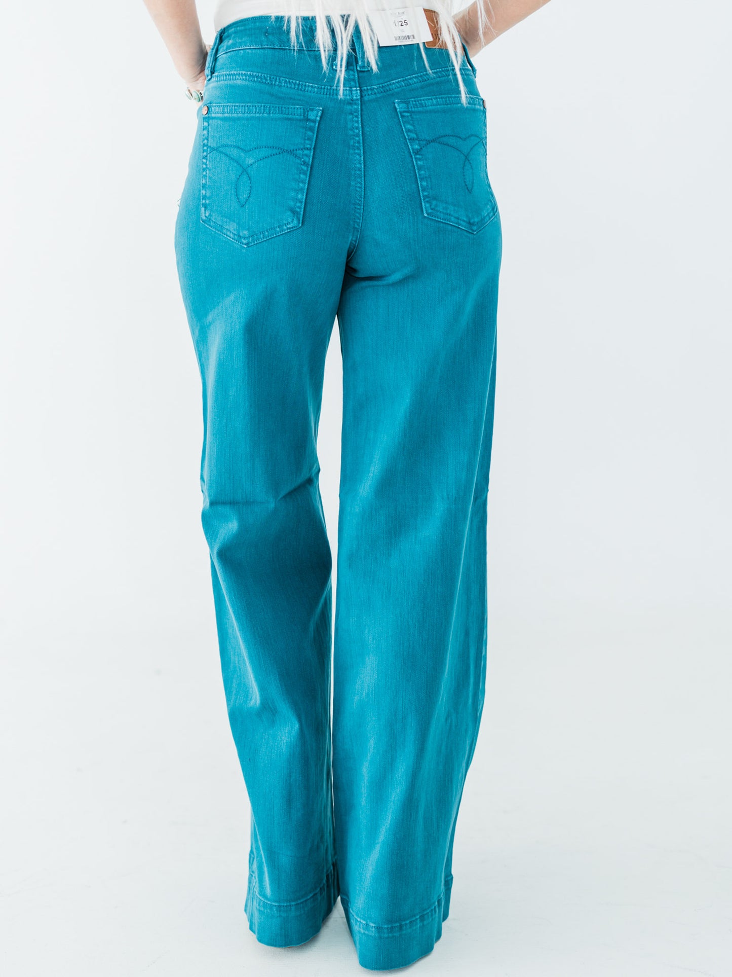 Judy Blue Teal Mid-Rise Utility Wide Leg Jeans