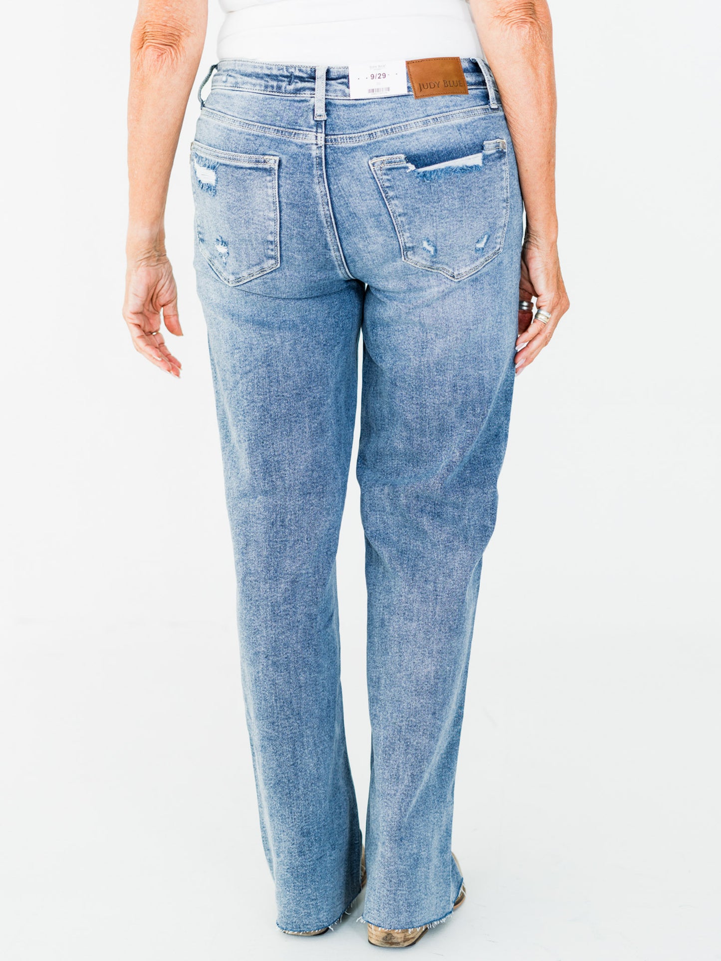 Judy Blue Mid Rise Distressed 90's Straight Leg Jeans