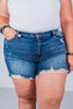 Judy Blue Mid-Rise Destroy Effect Double Button Dad Shorts