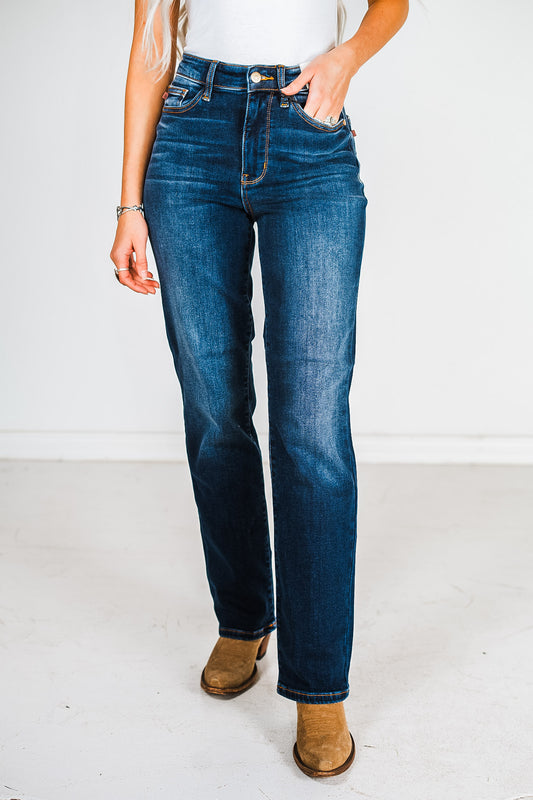 Judy Blue Vintage Wash Thermal Straight Jeans