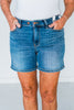 Judy Blue Mid Length Dad Shorts with Two Button Closure