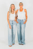 Judy Blue High-Waist Retro Wide Leg Criss Cross Waist Band Jeans