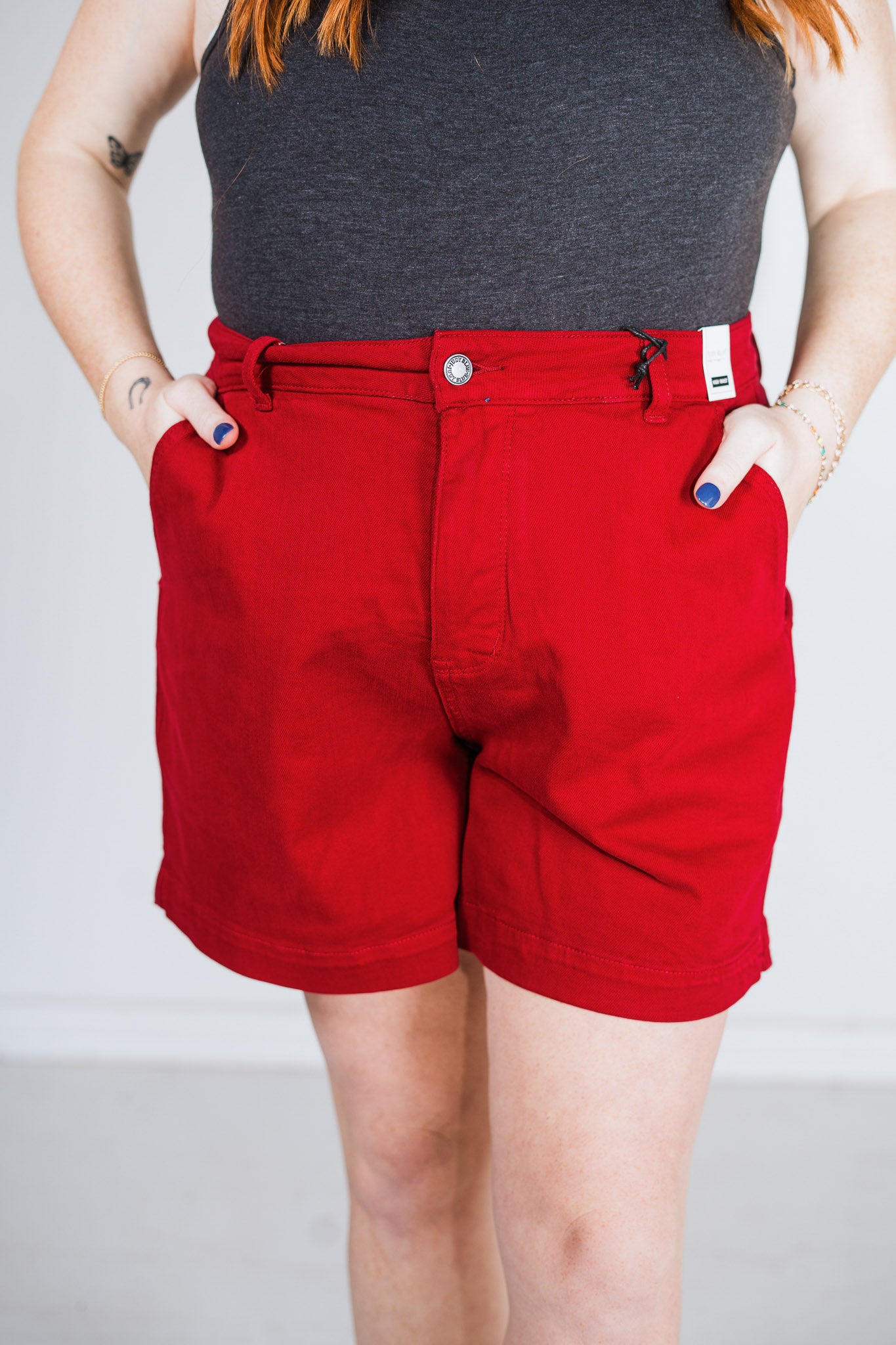 Judy Blue High Waisted Scarlet Shorts with Heart Shaped Pockets