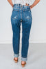 Judy Blue Distressed Cell Phone Pocket Mid Rise Cuffed Boyfriend Jeans