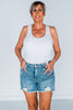 Judy Blue Vintage Wash Fly Stitch Distressed Denim Shorts