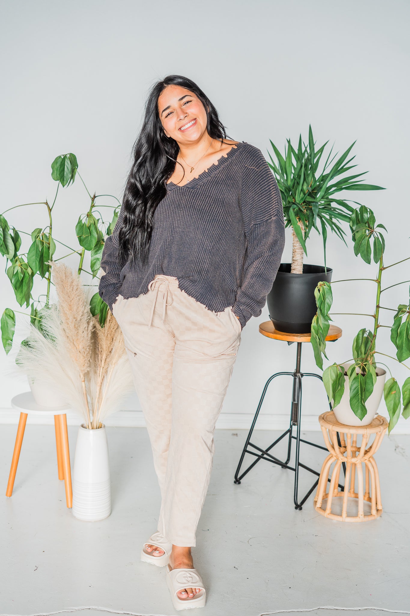 Black Long Sleeve Distressed Sweater