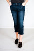 Judy Blue Mid-Rise Super Dark Wash Capris with Side Slit