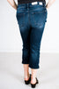 Judy Blue Mid-Rise Super Dark Wash Capris with Side Slit