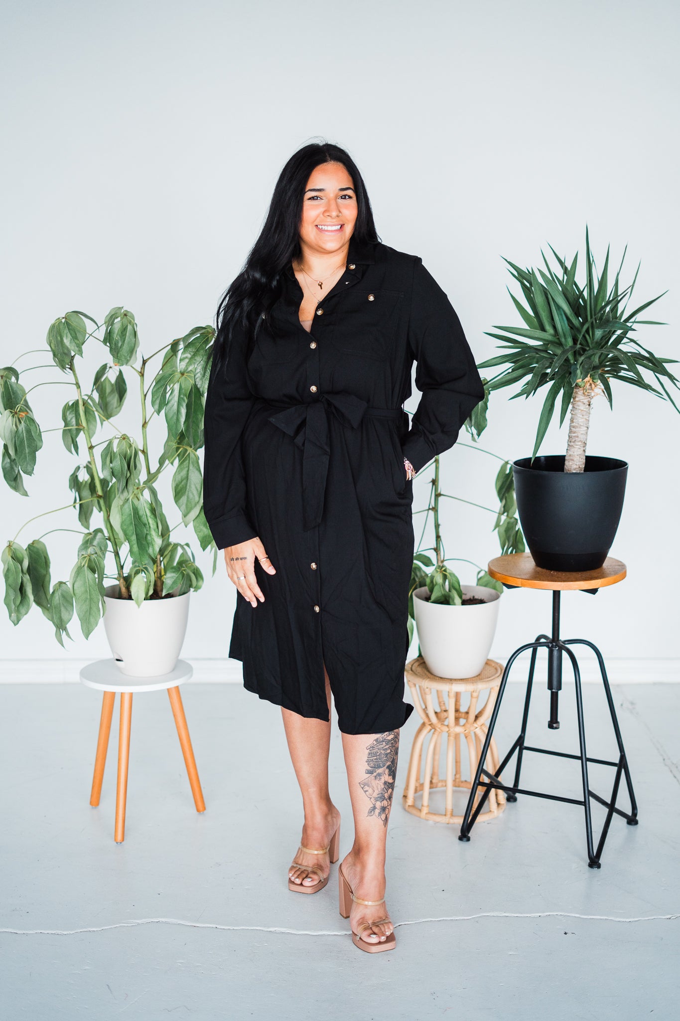 Black Belted Long Dress