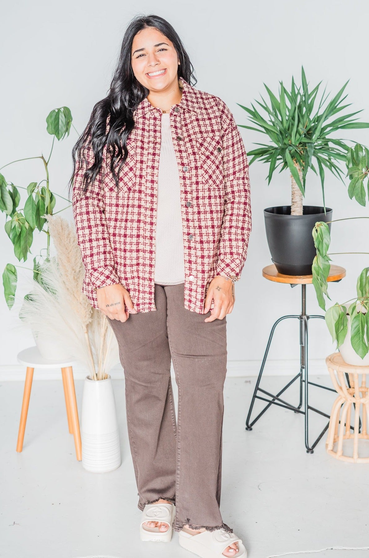 Plaid Button Down Shacket
