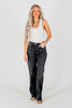 Judy Blue Mid-Rise Black Straight Leg Western Seam Detail Jeans