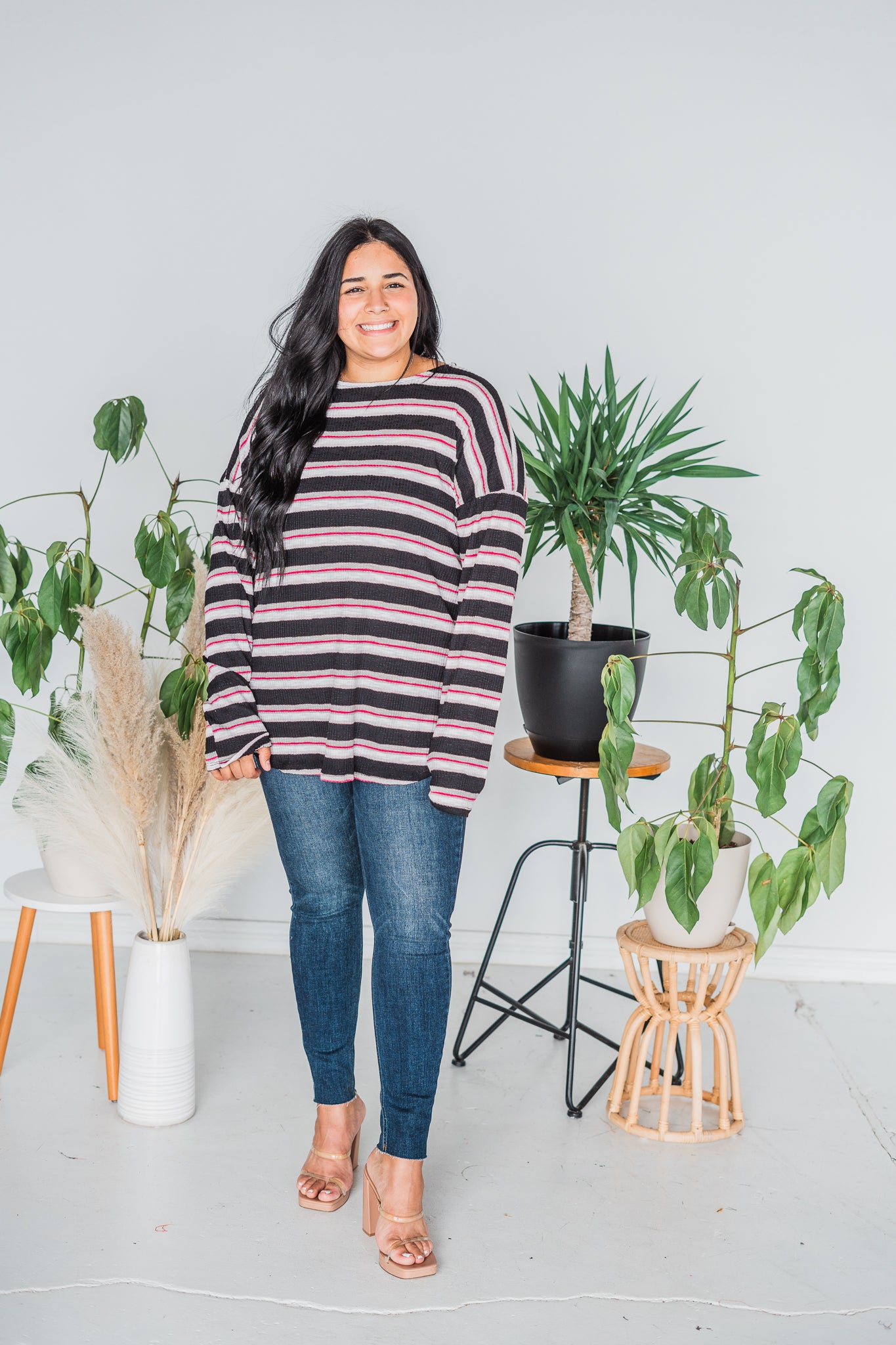 Long Sleeve Striped Ribbed Top