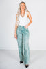 Judy Blue High Waist Sea Green Garment Dyed Raw Hem Dad Jeans