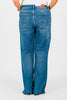 Judy Blue Tummy Control Chewed Hem Wide Leg Jeans