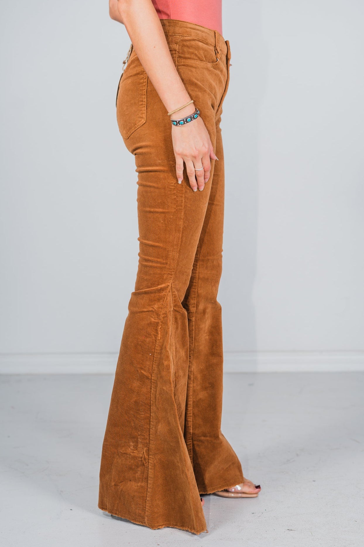 Camel Corduroy Flared Pants
