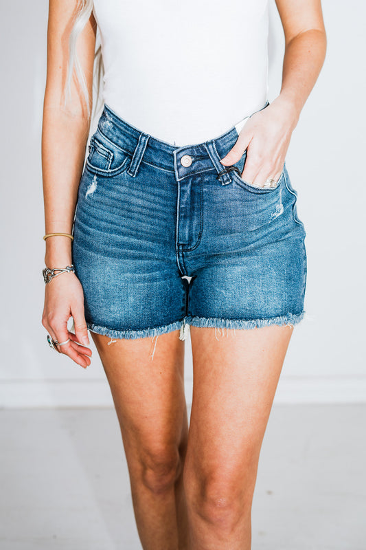 Judy Blue High-Waist V-Front Shorts W/ Shield Pockets