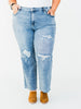 Judy Blue Mid Rise Distressed 90's Straight Leg Jeans