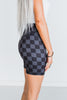 Black and Gray Checkered Biker Shorts FINAL SALE