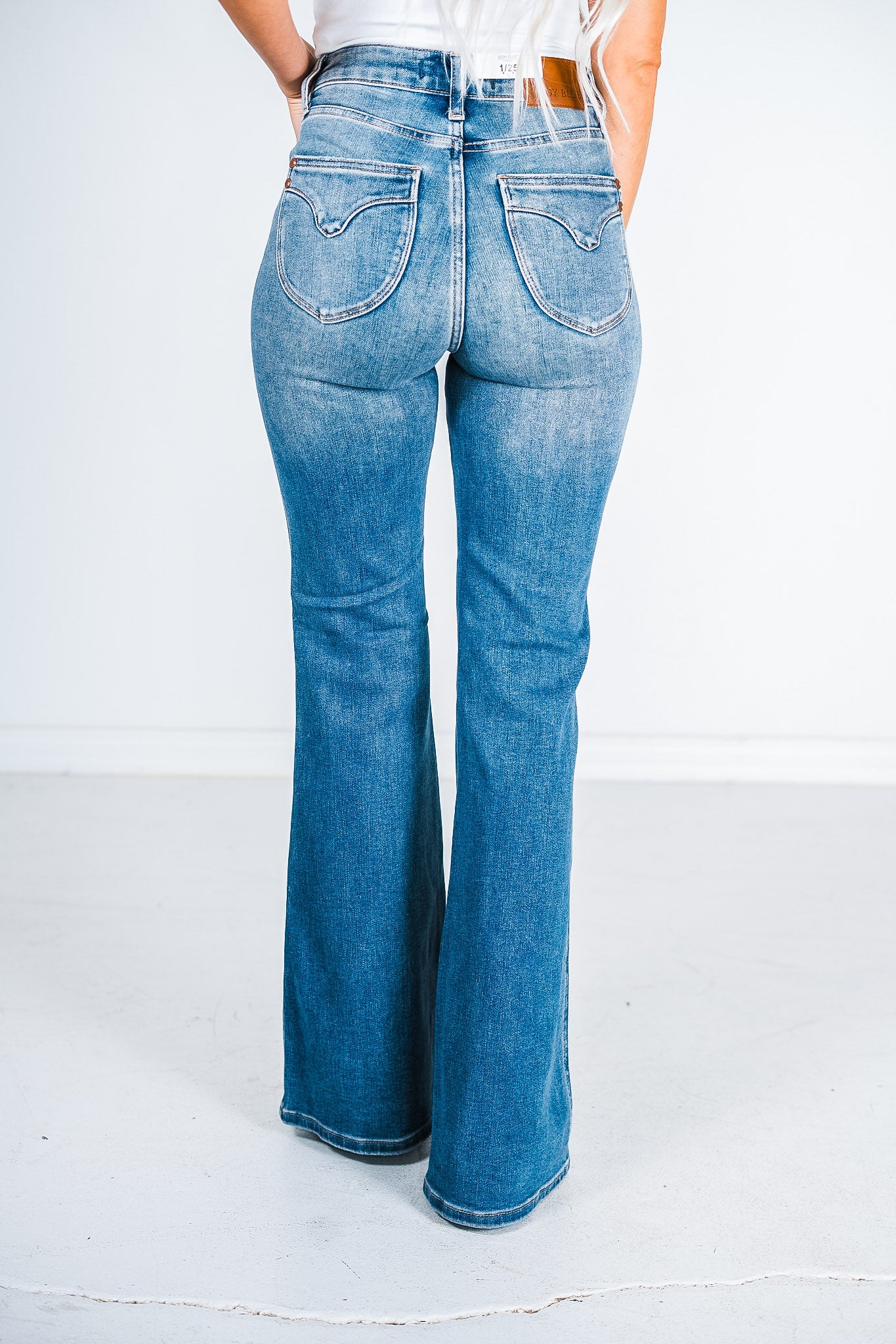 Judy Blue Mid Rise Tummy Control Vintage Wash Flare Jeans