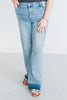 Judy Blue Mid-Rise Release Hem Wide Leg Jeans