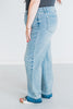 Judy Blue Mid-Rise Release Hem Wide Leg Jeans