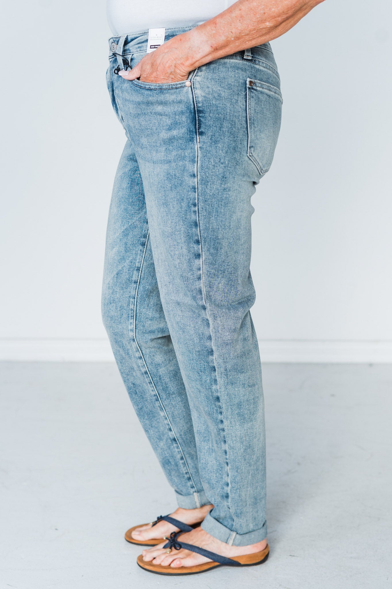 Judy Blue Vintage Wash Double Cuffed Boyfriend Jeans