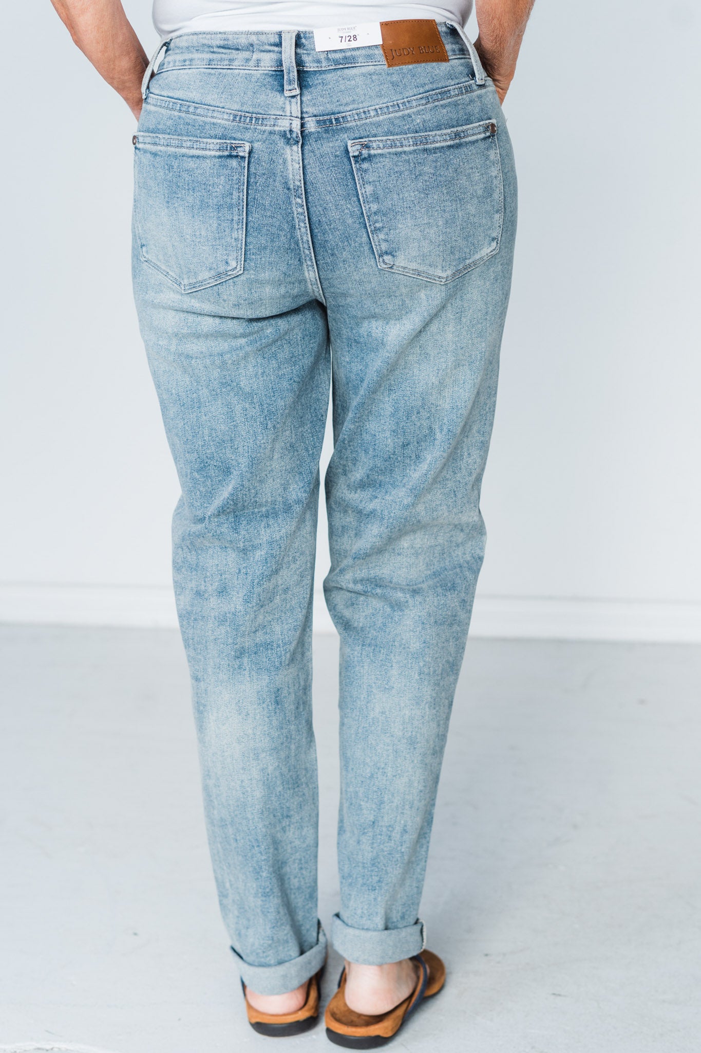 Judy Blue Vintage Wash Double Cuffed Boyfriend Jeans