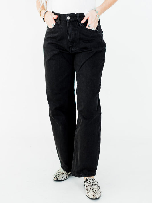 Judy Blue High Waist Rigid Magic Barrel Black Denim Arc Trousers