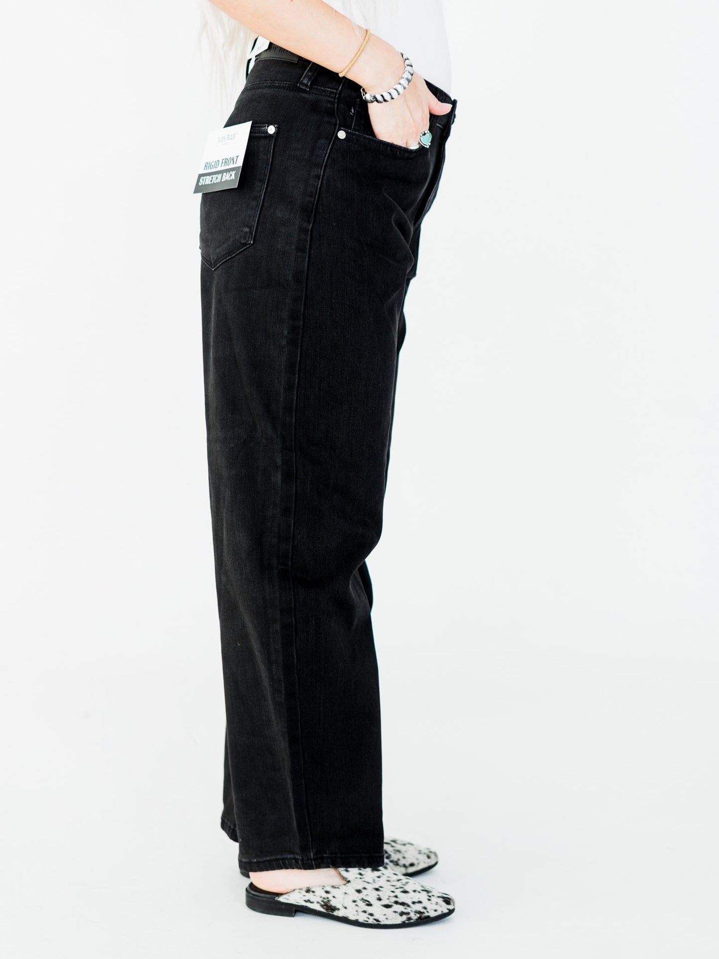 Judy Blue High Waist Rigid Magic Barrel Black Denim Arc Trousers