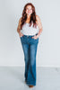 Judy Blue Mid-Rise Vintage Wash Flare Jeans w/ Destroy Fray Hem