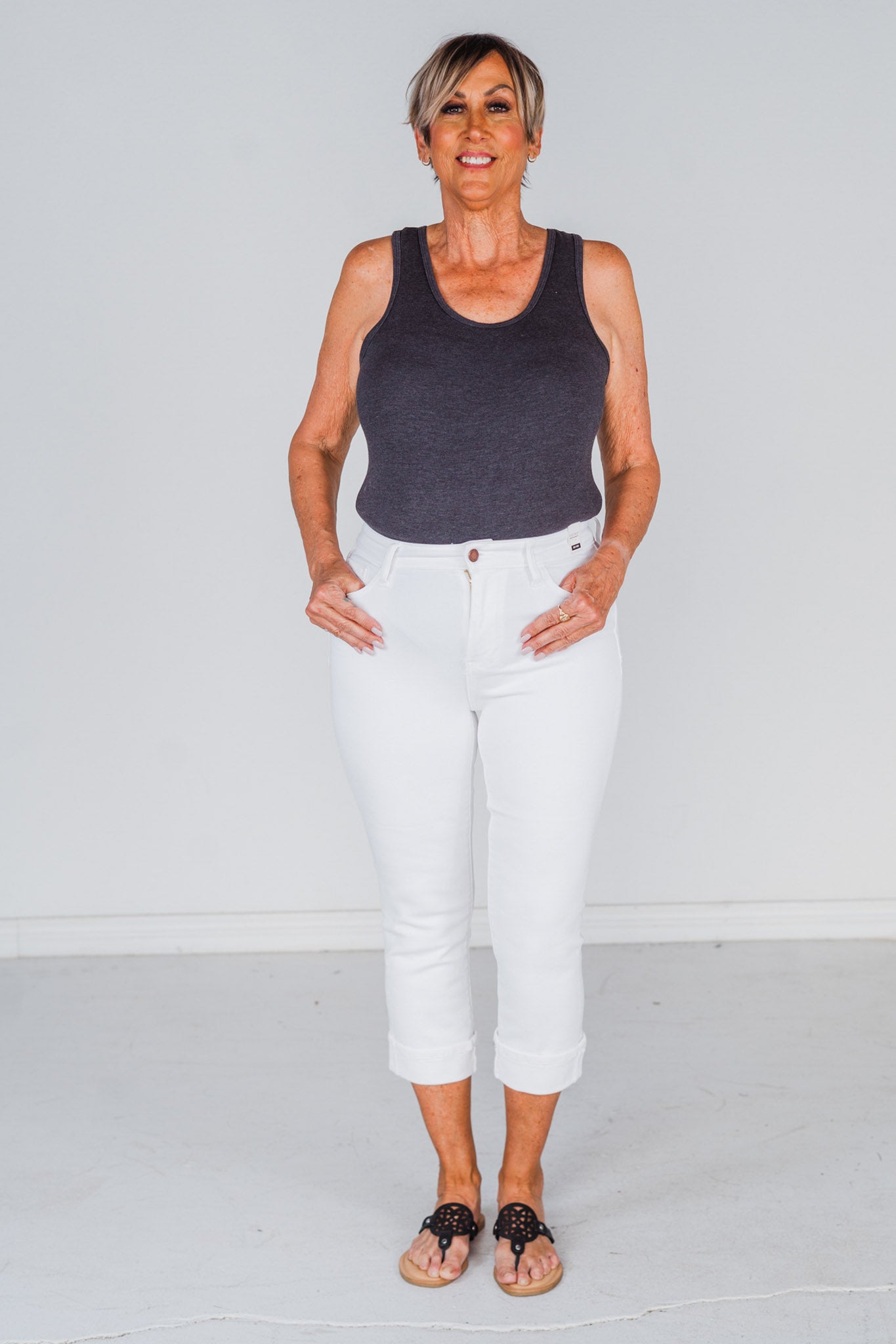 White Judy Blue Mid-Rise Capris FINAL SALE
