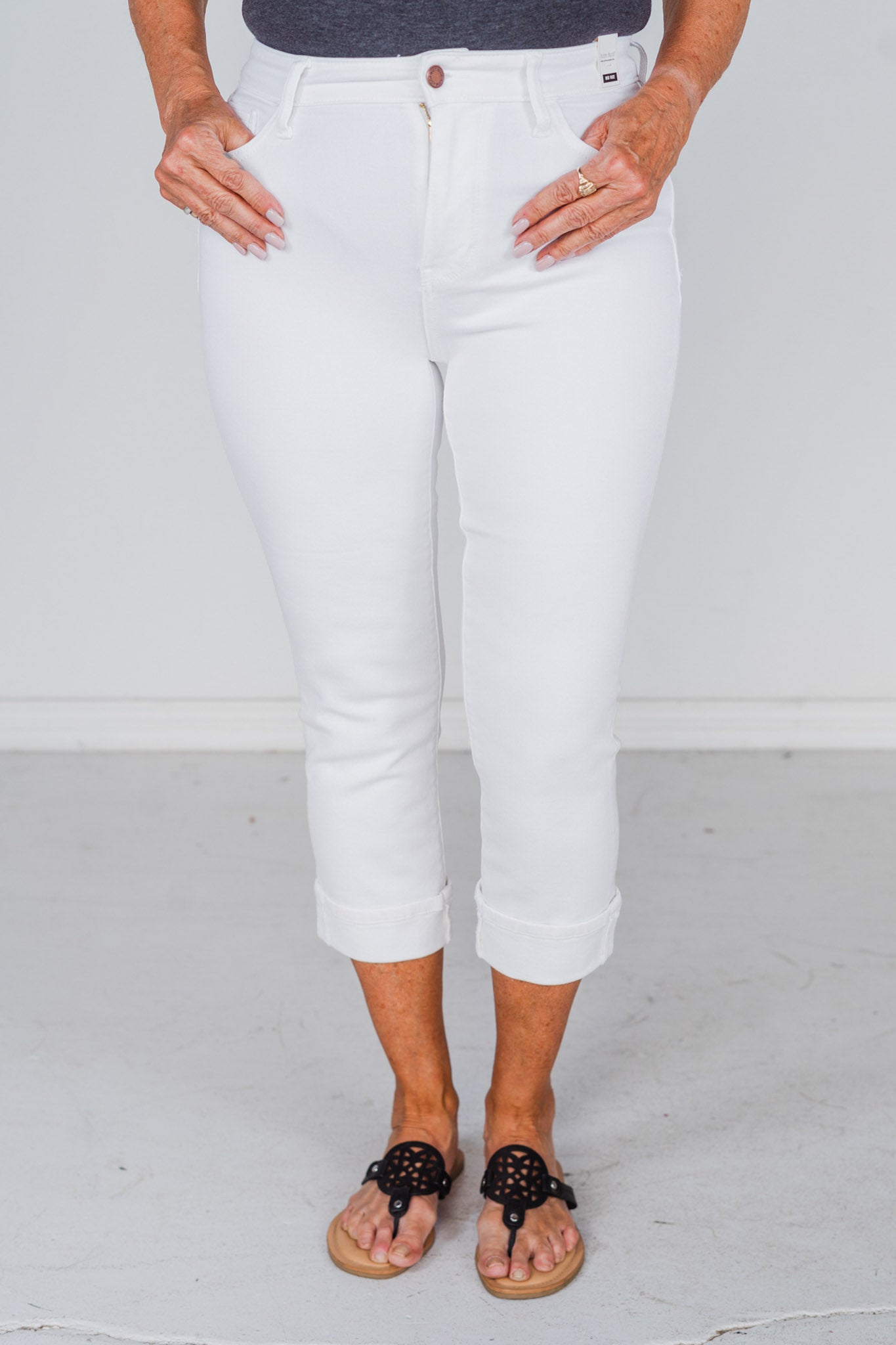 White Judy Blue Mid-Rise Capris FINAL SALE