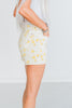 White Judy Blue Flower Print Denim Shorts